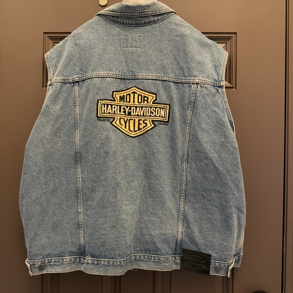 VTG  An American Legend Harley Davidson Denim Sleeveless Jean Vest 3XL XXXL - Picture 11 of 13